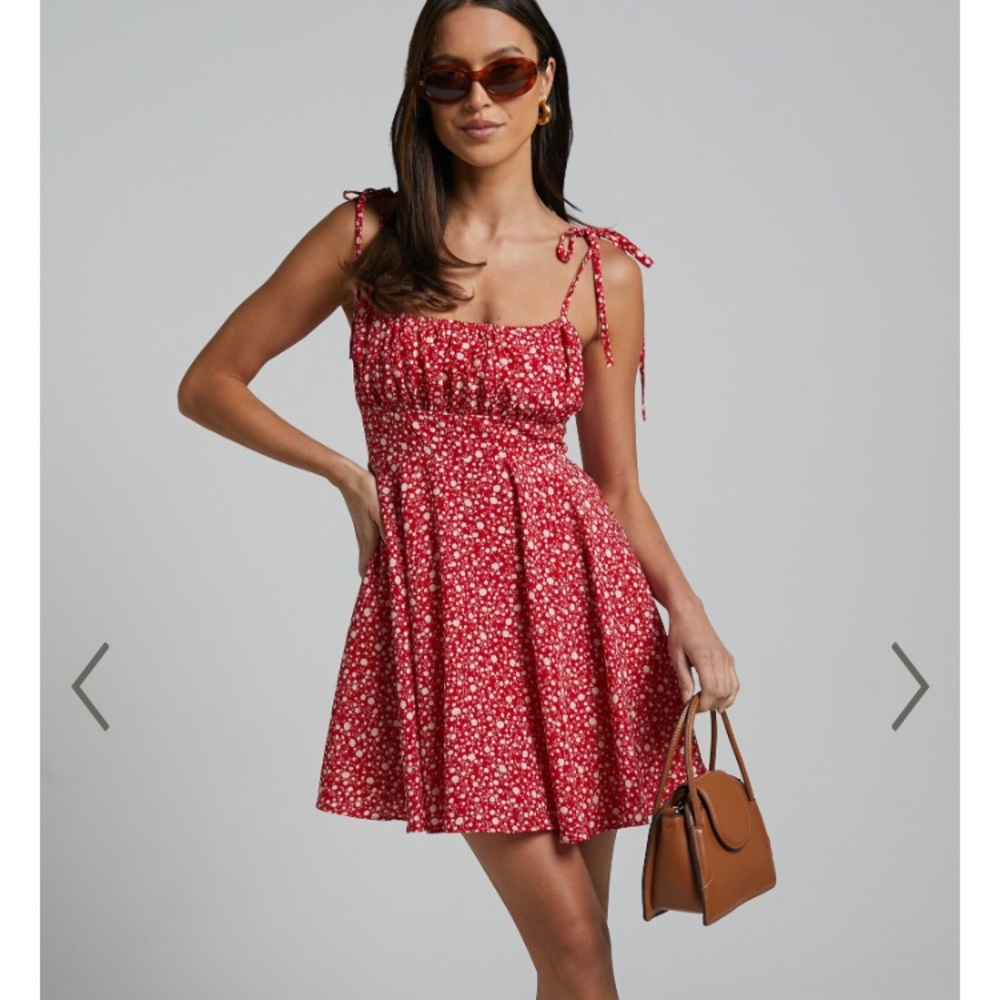 Showpo Red Floral Tie-Strap Sundress
